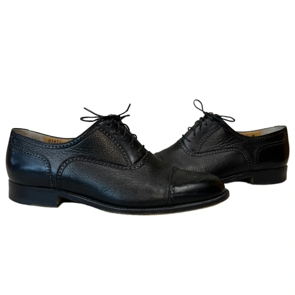 Bruno‎ Magli Charles Oxford Black Leather Shoes Size 8W